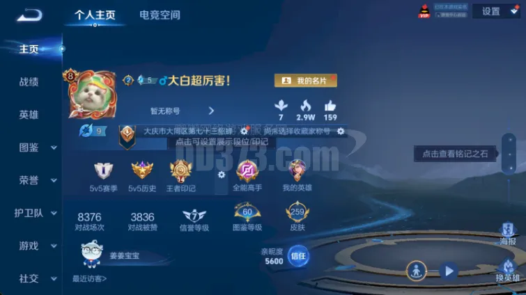 WZ128647|安卓QQ 259皮 贵族8级 1珍品无双 1典藏 15传说 74史 12个性按键